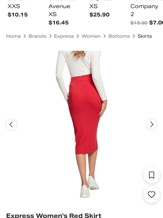 Express Dresses & Skirts - Express Red Ribbed Midi Pencil Skirt Size XS NWT